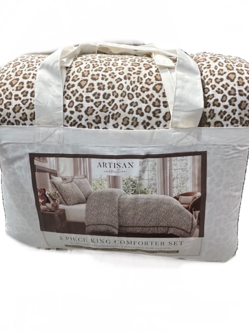 Artisan Cotton Gauze King Brown Animal Print Comforter Set 106”x90”
